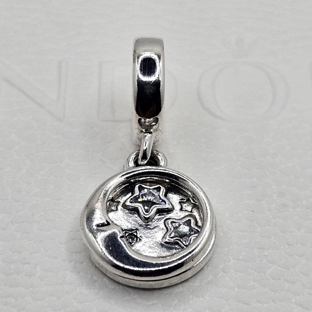 Authentic Pandora ⭐️RETIRED⭐️ MOON & STAR DANGLE CHARM - Picture 5 of 7